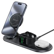 ACEFAST E19 Qi2 3-in-1 Desktop Wireless Charging Holder Magnetic wireless charger for phone, TWS headset, smart watch. Compatible with all iPhone mobile - Black product image