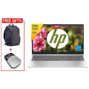 HP Laptop 15-fd0268ne (2025) NEW Intel 13Gen Core i5 10-Cores Slim Design w/ Backlit Keyboard (Customized) Bundle ((HP BackPack + HP Z3700 Mouse)) - Silver product image