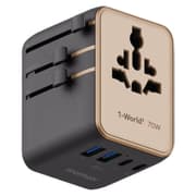 Momax 1-World² 5-Port Mini Universal Travel GaN Charger 70W with Dual AC - Desert Titanium product image