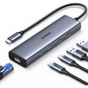 UGREEN 6-in-1 Hub USB C to Ethernet Adapter, 10Gbps Data Port USB-C, Ethernet with 2*USB-C 3.2, USB-A 3.2/2.0, Gigabit RJ45, Power Port (Only for Adapter), Type C to Network Dongle for Laptop, MacBook, XPS product image