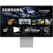 Samsung M9 32" (M90SF) Smart AI OLED 4K QD-OLED, 165Hz, 0.03ms, HDR10+, 100% sRGB, Vision AI w/ Metal Slim Design, 4K Camera, USB Type-C, Ergonomics & Adaptive Sound Pro Speakers (Eclipse Silver) product image
