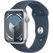 Apple Watch Series 9 [GPS 45mm] Smartwatch with Silver Aluminum Case with Storm Blue Sport Band M/L. Fitness Tracker, Blood Oxygen & ECG Apps, Always-On Retina Display, Water Resistant product image