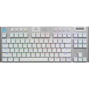 Logitech G915 X Lightspeed TKL Wireless Mechanical Gaming Keyboard, Double-Shot PBT Keycaps, Fully Programmable Keys, RGB Backlit Mac/PC Gaming Keyboards, Aluminum Finish, GL Clicky Switches, White product image