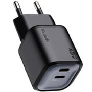 Mcdodo Gana Mini 45W GaN Charger – 2-Port Fast Wall Charger with Dual USB-C, Compact Design, Compatible with Laptops, Tablets, Smartphones & More - Black product image