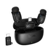 HOCO L19 Wireless Microphones, Receiver Type-C with Lightning Adapter for iPhone and Android, Graceful Dual Mic Lavalier Wireless Microphone - Black product image
