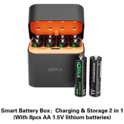 IDMIX Rechargeable Battery Set with 8pcs AA X8 1.5V lithium batteries Smart Battery Box Charging & Storage 2 in 1 1200+ cycles product image