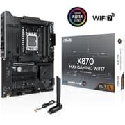 ASUS X870 MAX GAMING WIFI 7 AM5 ATX Motherboard, AMD X870 Chipset, 4x DDR5 DIMM Slots, Up to 256GB Max Memory, 1x PCIe 5.0 x16, 3x M.2 Slots, Wi-Fi 7 & Bluetooth v5.4 product image
