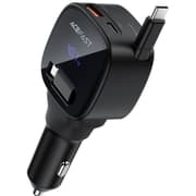 ACEFAST B17 95W Car Charger USB-C + USB-A LED Display Fast Charging Adapater with Retractable Cable - Black product image