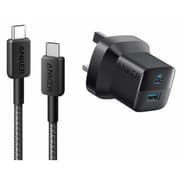 Anker 323, 33W Wall Charger + USB-C To C Cable 90CM, USB Type-A & USB Type-C Interface, ActiveShield Safety System, Portable, Universal Compatibility, Black product image