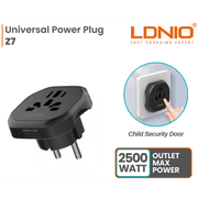 LDNIO Z7 Universal Travel Adapter with Power Strip | 4-in-1 International Plug Converter (UK, US, EU, AU) | 2500W Surge Protected Power Socket | Compact & Child-Safe product image