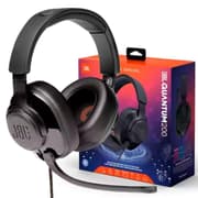 JBL Quantum 200 - Wired over-ear gaming headset with Voice focus directional flip-up mic and memory foam ear cushions (Black) product image