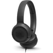 JBL Tune 500 Wired On-Ear Headphones, Deep JBL Pure Bass Sound, 32 mm Drivers, 1-Button Remote/Mic, Foldable Design, Hands-Free Calling, Tangle-Free Flat Cable, Voice Assistant - Black product image