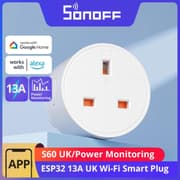 SONOFF S60 13A UK WiFi Smart Plug Socket Mini with Energy Monitoring, Remote Control, Smart Scheduling, Works with Alexa/Google Home/IFTTT, 2.4 GHz, No Hub Required product image