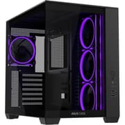 ASUS A32 PLUS ATX Computer Case, 4x Pre-Installed aRGB Fans, Up to 360mm Radiator & 10x 120mm Fan Support, 270° Panoramic View, Detach Side Panels, Black product image