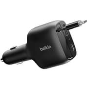 Belkin USB C Car Charger 75W w/ 30in Retractable USB C Cable - iPhone Charger, Compatible with iPhone 17 & 16 Series, Galaxy S25 Series, AirPods, Tablet, MacBook, Chromebook, etc. - Black product image