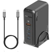 Promate GaNPort-140W Super-Speed GaNFast Charging Station with Power Delivery 3.1 & Quick Charge 3.0, Adaptive Fast Charging, Safety Protection, AC Power Cord, Black product image
