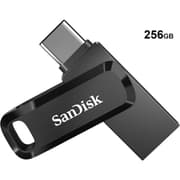 SanDisk 256GB Ultra Dual Drive Go 2-in-1 Flash Drive, 256GB Capacity, Type-A and Type-C Connectors, USB 3.2 Gen 1, 400 MB/s Max Read Speed, Swivel Cover with Keyring Hole, Black product image