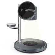 Promate Synergy 4-in-1 Qi2 Certified MagSafe Compatible Wireless Charging Station w/ Soft-Glow Night Lamp - Black product image