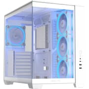 ASUS A32 PLUS ATX Computer Case, 4x Pre-Installed aRGB Fans, Up to 360mm Radiator & 10x 120mm Fan Support, 270° Panoramic View, Detach Side Panels, White product image