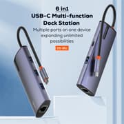 LDNIO DS-16U Type-c Docking Station 6 in 1 To USB PD Power USB3.1 Multi-port USB C Hub RJ45 Mac Book Pc USB Hub - Gray product image