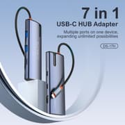 LDNIO DS-17H 7 in 1 USB 3.0 Type C to RJ45, USB HUB Adapter with 4K HDTV Ethernet TF & SD Card Reader - Gray product image