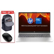 HP Laptop 15-fd0380ne (2025) NEW Intel Core 5 120U 10-Cores w/ Backlit Keyboard & Bundle ((HP BackPack + HP Bleutooth Mouse)) - Natural silver product image