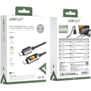ACEFAST C21-03 1.2m USB C to USB C Cable 60W Charging Data Transfer Braided Cord with Colorful Light - Black product image