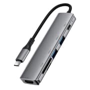 ACEFAST J18 6 in 1 USB-C Hub HDMI 4K 60Hz HD PD 90W Fast Charge Docking Station with SD / TF Card Slot - Gray product image