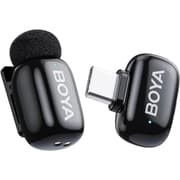 BOYA mini 2-06 Wireless Lavalier Microphone for iPhone 15-17/Android,Noise Cancellation,App Control, 48kHz/24-Bit, 6H Battery Mini Mic for Video Recording Interview Vlog (1TX + USB-C RX) - Black product image
