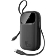 Baseus Powerbank 20000mAh 45W with Integrated USB-C Cable, Power Bank PD3.0 QC4.0 Fast Charging Battery Pack, 3 C and 1 A, Portable Charger for iPhone 17/Air/16/15/14 Pro Max, iPad, Galaxy, Black product image