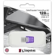 Kingston DataTraveler microDuo 3C 128GB USB-C & USB-A Flash Drive | Speeds up to 200 MB/s | USB 3.2 Gen 1 | Duo Connector | DTDUO3CG3/128GB product image