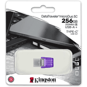 Kingston DataTraveler microDuo 3C 256GB USB-C & USB-A Flash Drive | Speeds up to 200 MB/s | USB 3.2 Gen 1 | Duo Connector | DTDUO3CG3/256GB product image