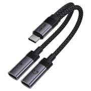 Acefast J14 - USB-C To 2x USB-C, 60W Fast Charging, Hi-Fi Audio, Aluminum Alloy, Plug & Play - Black product image