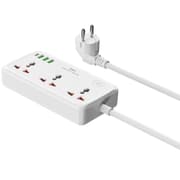 WiWU Wi-S005 7 in 1 High-Capacity Power Strip, 30W PD GaN Fast Charging Port (USB-C), 4000W Max, Output interface: 1xType-C, 3x USB-A, 3xAC - White product image