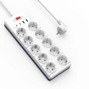 WiWU Wi-S008 GaN 14 in 1 High-Capacity Power Strip, 230V~16A Max, 3680W Max, Output interface: 2xType-C, 2x USB-A, 10xAC, 2M - White product image