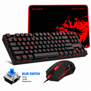 Redragon - K552-BA Mechanical Keyboard & Mouse & Large Mouse Pad Combo - 87 Key LED Backlit Adjustable Brightness and Breathing Effects - 100% Anti-Ghosting (Keyboard, Mouse, Mousepad Set) - Blue Switch product image