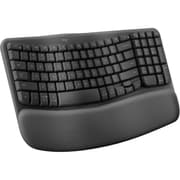 Logitech Wave Keys Keyboard, Bluetooth / Logi Bolt Receiver Connectivity, Ergo-Certified, More Palm-Support, 3-Layers Memory Foam, 2x AAA Battery, English-Arabic Layout, Graphite product image
