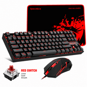 Redragon - K552-BA Mechanical Keyboard & Mouse & Large Mouse Pad Combo - 87 Key LED Backlit Adjustable Brightness and Breathing Effects - 100% Anti-Ghosting (Keyboard, Mouse, Mousepad Set) - Red Switch product image