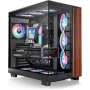 Thermaltake View 380 XL WS ARGB; Mid Tower Chassis; Side Wood Trim; 4x120mm ARGB Lite Fans Included; 420mm GPU Clearance; ATX/mATX/mITX; Hidden Connector Support; Dual Chamber; Black product image