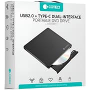 COTECi USB 2.0 + Type-C Dual Interface Mobile DVD Burning Optical Drive - Black product image