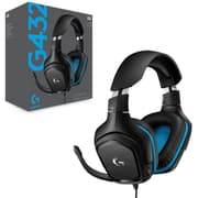 Logitech G432 Wired Gaming Headset, 7.1 Surround Sound, DTS Headphone:X 2.0, Flip-to-Mute Mic, PC (Leatherette) Black/Blue product image