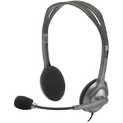Logitech H111 Wired Stereo Headphones with Noise-Cancelling Microphone 3.5 mm Audio Jack PC/Mac/Laptop/Smartphone/Tablet - Black product image