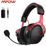 Mpow Air 2.4G Wireless Dual Chamber Up to 17 hours Noise Cancelling 3D Bass Ultra Light - Black / Red product image