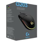 Logitech G203 Wired Gaming Mouse, 8,000 DPI, Rainbow Optical Effect LIGHTSYNC RGB, 6 Programmable Buttons, On-Board Memory, Screen Mapping, PC/Mac Computer and Laptop Compatible - Black product image