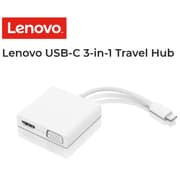 Lenovo USB-C 3-in-1 Travel Hub 4K HDMI, VGA, USB 3.0 Plug and Play , White product image