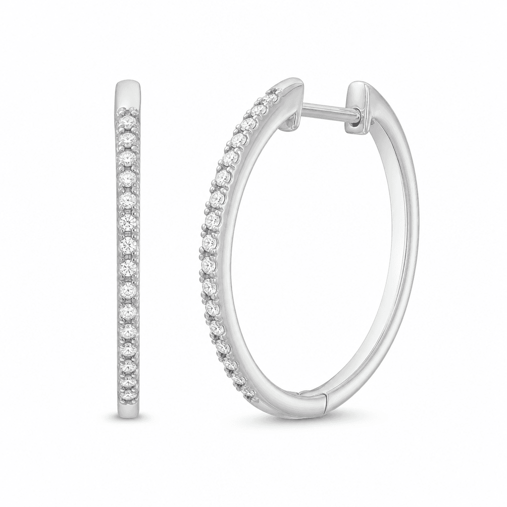 Zales 1/10 CT Diamond Hoop Earrings