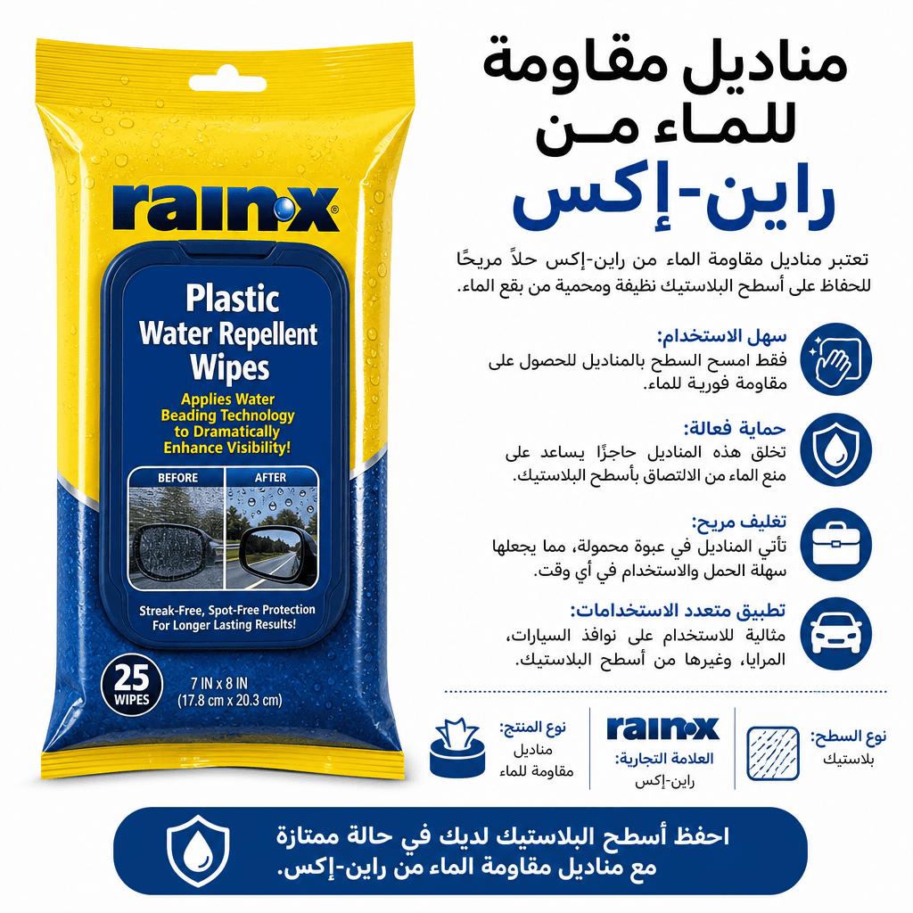 Rain‑X Plastic Water Repellent Wipes