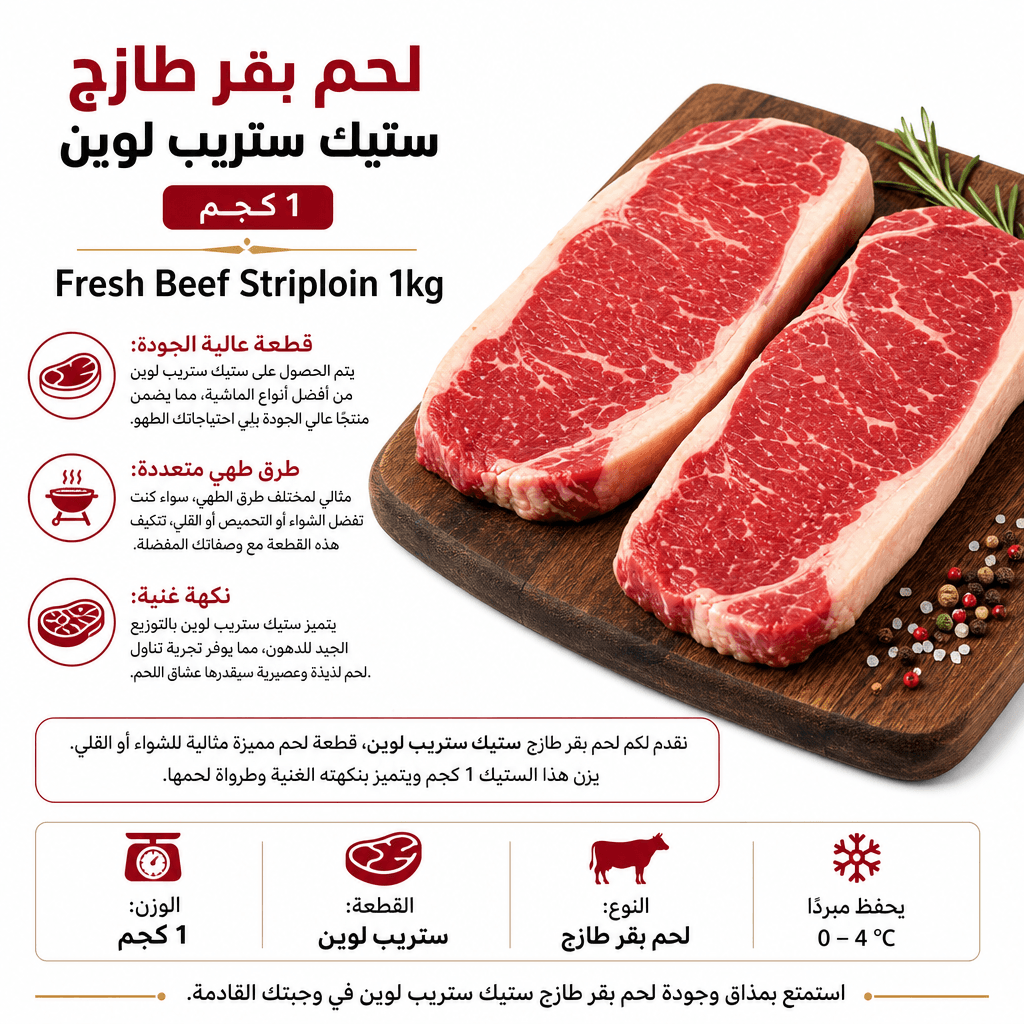 Fresh Beef Striploin 1kg