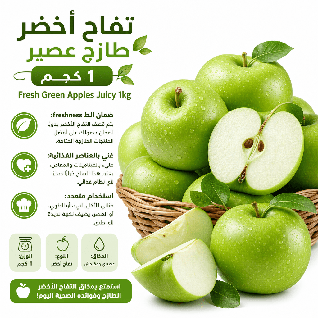 Fresh Green Apples Juicy 1kg
