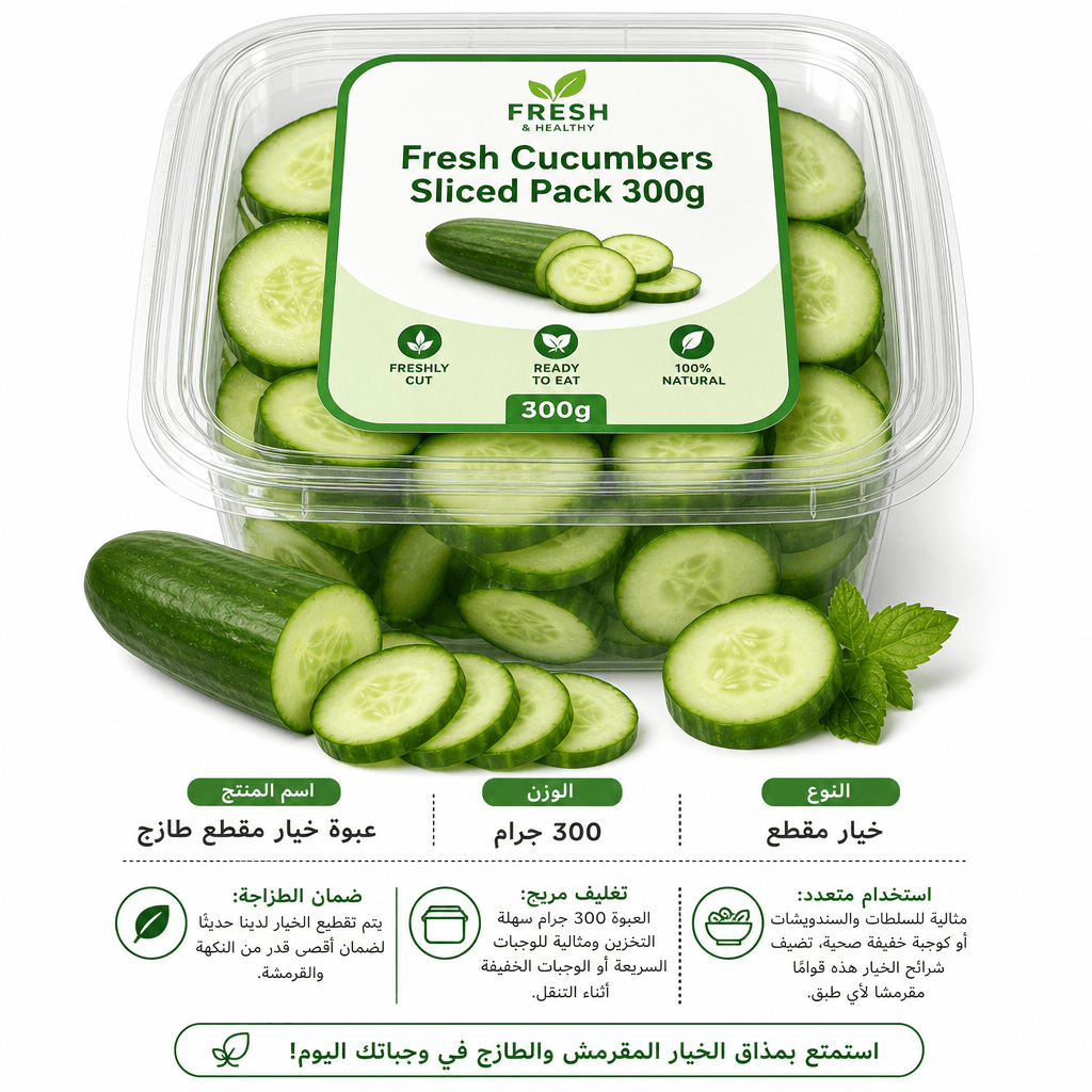 Fresh Cucumbers Sliced Pack 300g
